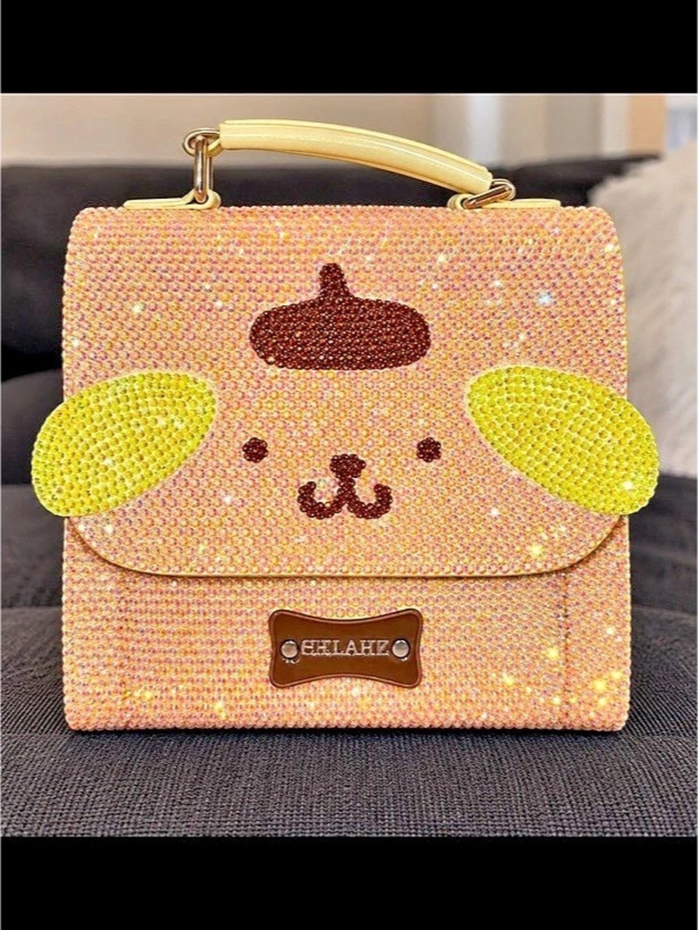 Pompom Orange & Yellow Cat Mini Bag New